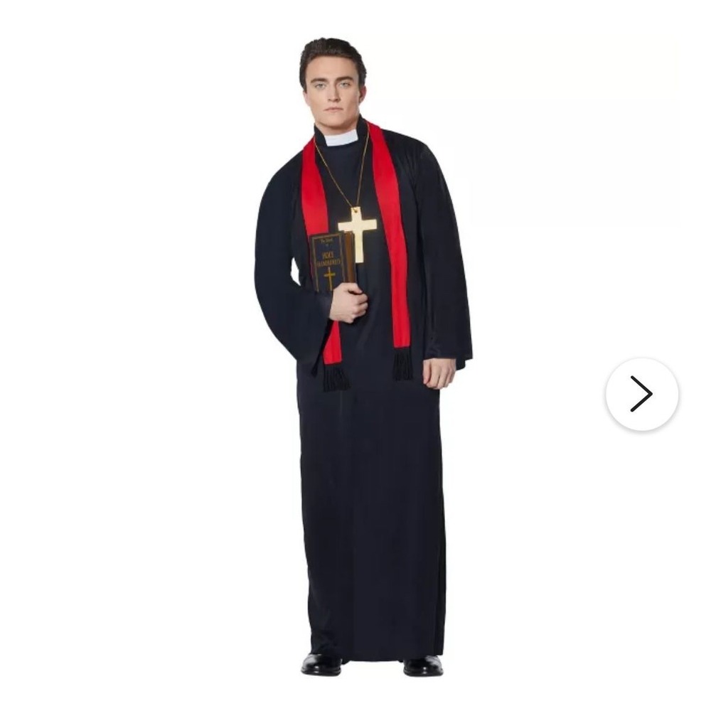 Priest Spirit Halloween Adult Costume w/ Robe, Sash, & Cross in Package One SZ